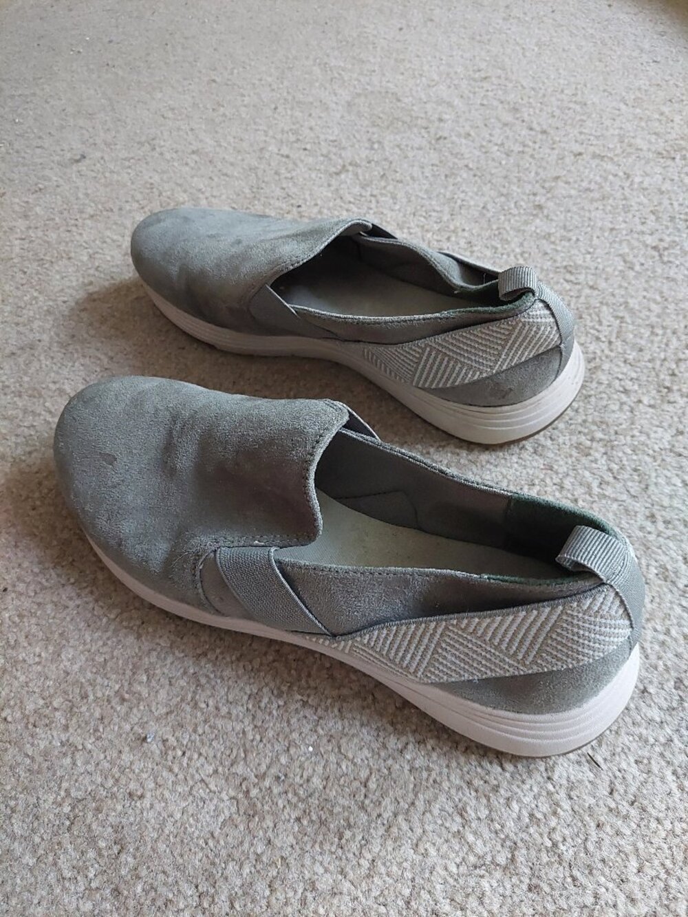 Olive Green Easy Spirit Suede /Herringbone Slip-Ons Size 9